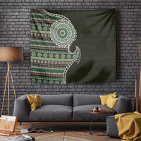 Fijian Masi Tribal Tattoos Art Pattern Tapestry Green Color Half Style - Polynesian Pride