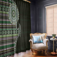 Fijian Masi Tribal Tattoos Art Pattern Window Curtain Green Color Half Style - Polynesian Pride