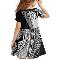 Fijian Masi Tattoos Family Matching Off The Shoulder Long Sleeve Dress and Hawaiian Shirt with Tapa Tribal Pattern LT03 - Polynesian Pride