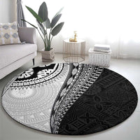 Fijian Masi Tattoos Round Carpet with Tapa Tribal Pattern - Polynesian Pride