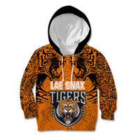 PNG Lae Snax Tigers Rugby Kid Hoodie The Tigers Head and PNG Bird Polynesian Tattoo LT03 Hoodie Orange - Polynesian Pride