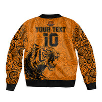 Custom PNG Lae Snax Tigers Rugby Bomber Jacket The Tigers Head and PNG Bird Polynesian Tattoo LT03 - Polynesian Pride
