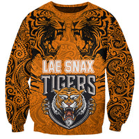 Custom PNG Lae Snax Tigers Rugby Sweatshirt The Tigers Head and PNG Bird Polynesian Tattoo LT03 Unisex Orange - Polynesian Pride