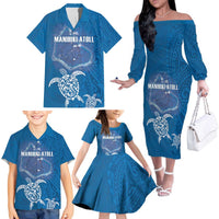 Cook Islands Manihiki Atoll Family Matching Off The Shoulder Long Sleeve Dress and Hawaiian Shirt Maori Turtle and Polynesian Pattern LT03 - Polynesian Pride