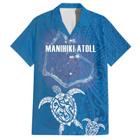 Cook Islands Manihiki Atoll Family Matching Tank Maxi Dress and Hawaiian Shirt Maori Turtle and Polynesian Pattern LT03 Dad's Shirt - Short Sleeve Blue - Polynesian Pride