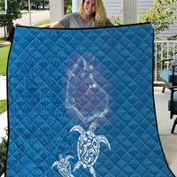 Cook Islands Manihiki Atoll Quilt Maori Turtle and Polynesian Pattern LT03 Blue - Polynesian Pride