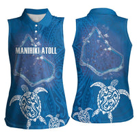 Cook Islands Manihiki Atoll Women Sleeveless Polo Shirt Maori Turtle and Polynesian Pattern LT03 - Polynesian Pride