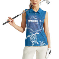 Cook Islands Manihiki Atoll Women Sleeveless Polo Shirt Maori Turtle and Polynesian Pattern LT03 - Polynesian Pride