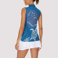 Cook Islands Manihiki Atoll Women Sleeveless Polo Shirt Maori Turtle and Polynesian Pattern LT03 - Polynesian Pride