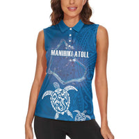 Cook Islands Manihiki Atoll Women Sleeveless Polo Shirt Maori Turtle and Polynesian Pattern LT03 - Polynesian Pride