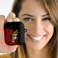 Papua New Guinea Christmas AirPods Case Funny Melanesian Santa with Bird-of-paradise Tribal Style LT03 Black - Polynesian Pride