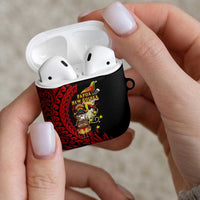 Papua New Guinea Christmas AirPods Case Funny Melanesian Santa with Bird-of-paradise Tribal Style - Polynesian Pride