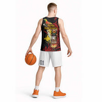 Papua New Guinea Christmas Basketball Jersey Funny Melanesian Santa with Bird-of-paradise Tribal Style - Polynesian Pride