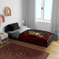 Papua New Guinea Christmas Bedding Set Funny Melanesian Santa with Bird-of-paradise Tribal Style LT03 - Polynesian Pride