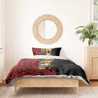 Papua New Guinea Christmas Bedding Set Funny Melanesian Santa with Bird-of-paradise Tribal Style - Polynesian Pride