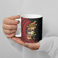 Papua New Guinea Christmas Ceramic Mug Funny Melanesian Santa with Bird-of-paradise Tribal Style - Polynesian Pride
