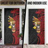 Papua New Guinea Christmas Door Cover Funny Melanesian Santa with Bird-of-paradise Tribal Style - Polynesian Pride