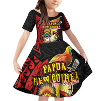 Papua New Guinea Christmas Family Matching Off Shoulder Short Dress and Hawaiian Shirt Funny Melanesian Santa with Bird-of-paradise Tribal Style - Polynesian Pride