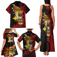 Papua New Guinea Christmas Family Matching Tank Maxi Dress and Hawaiian Shirt Funny Melanesian Santa with Bird-of-paradise Tribal Style - Polynesian Pride