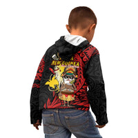 Papua New Guinea Christmas Kid Hoodie Funny Melanesian Santa with Bird-of-paradise Tribal Style - Polynesian Pride