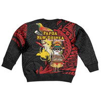 Papua New Guinea Christmas Kid Ugly Christmas Sweater Funny Melanesian Santa with Bird-of-paradise Tribal Style LT03 - Polynesian Pride