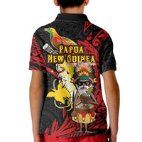 Papua New Guinea Christmas Kid Polo Shirt Funny Melanesian Santa with Bird-of-paradise Tribal Style - Polynesian Pride