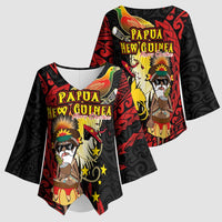 Papua New Guinea Christmas Kimono Sleeve Blouse Funny Melanesian Santa with Bird-of-paradise Tribal Style - Polynesian Pride