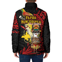 Papua New Guinea Christmas Padded Jacket Funny Melanesian Santa with Bird-of-paradise Tribal Style - Polynesian Pride