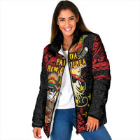 Papua New Guinea Christmas Padded Jacket Funny Melanesian Santa with Bird-of-paradise Tribal Style - Polynesian Pride