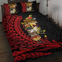 Papua New Guinea Christmas Quilt Bed Set Funny Melanesian Santa with Bird-of-paradise Tribal Style - Polynesian Pride