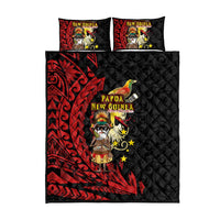 Papua New Guinea Christmas Quilt Bed Set Funny Melanesian Santa with Bird-of-paradise Tribal Style - Polynesian Pride