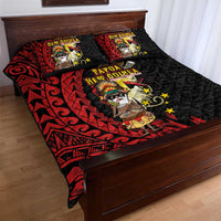 Papua New Guinea Christmas Quilt Bed Set Funny Melanesian Santa with Bird-of-paradise Tribal Style - Polynesian Pride