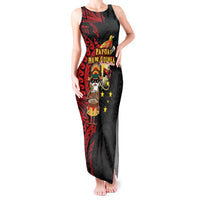 Papua New Guinea Christmas Tank Maxi Dress Funny Melanesian Santa with Bird-of-paradise Tribal Style - Polynesian Pride