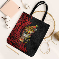 Papua New Guinea Christmas Tote Bag Funny Melanesian Santa with Bird-of-paradise Tribal Style - Polynesian Pride