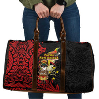 Papua New Guinea Christmas Travel Bag Funny Melanesian Santa with Bird-of-paradise Tribal Style - Polynesian Pride