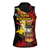 Papua New Guinea Christmas Women Sleeveless Polo Shirt Funny Melanesian Santa with Bird-of-paradise Tribal Style - Polynesian Pride