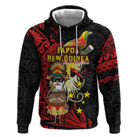 Papua New Guinea Christmas Zip Hoodie Funny Melanesian Santa with Bird-of-paradise Tribal Style - Polynesian Pride