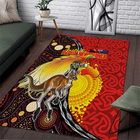 Australia and Papua New Guinea Together Area Rug Bird-of-paradise and Kangaroo with Oro Tapa and Aboriginal Art Motifs - Polynesian Pride
