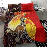 Australia and Papua New Guinea Together Bedding Set Bird-of-paradise and Kangaroo with Oro Tapa and Aboriginal Art Motifs LT03 - Polynesian Pride