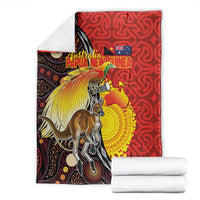 Australia and Papua New Guinea Together Blanket Bird-of-paradise and Kangaroo with Oro Tapa and Aboriginal Art Motifs - Polynesian Pride