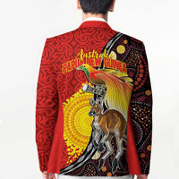 Australia and Papua New Guinea Together Blazer Bird-of-paradise and Kangaroo with Oro Tapa and Aboriginal Art Motifs LT03 - Polynesian Pride