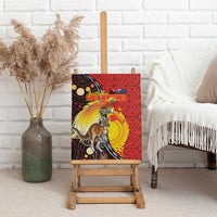 Australia and Papua New Guinea Together Canvas Wall Art Bird-of-paradise and Kangaroo with Oro Tapa and Aboriginal Art Motifs - Polynesian Pride
