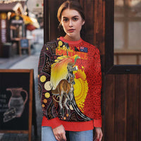 Australia and Papua New Guinea Together Ugly Christmas Sweater Bird-of-paradise and Kangaroo with Oro Tapa and Aboriginal Art Motifs - Polynesian Pride