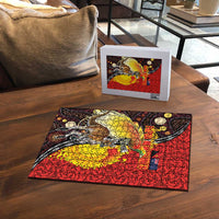 Australia and Papua New Guinea Together Puzzle Bird-of-paradise and Kangaroo with Oro Tapa and Aboriginal Art Motifs LT03 - Polynesian Pride