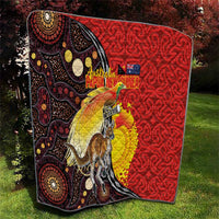 Australia and Papua New Guinea Together Quilt Bird-of-paradise and Kangaroo with Oro Tapa and Aboriginal Art Motifs LT03 - Polynesian Pride