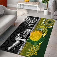 Rugby New Zealand and South Africa Area Rug Greatest Rivalry Silver Fern and Antelope