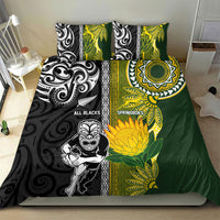 Rugby New Zealand and South Africa Bedding Set Greatest Rivalry Silver Fern and Antelope