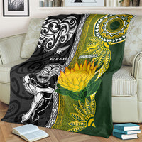 Rugby New Zealand and South Africa Blanket Greatest Rivalry Silver Fern and Antelope