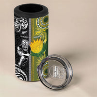 Custom Rugby New Zealand and South Africa 4 in 1 Can Cooler Tumbler Greatest Rivalry Silver Fern and Antelope
