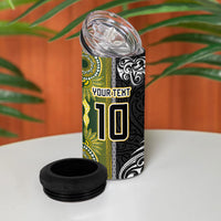 Custom Rugby New Zealand and South Africa 4 in 1 Can Cooler Tumbler Greatest Rivalry Silver Fern and Antelope